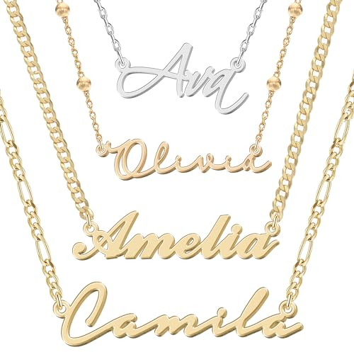 JOELLE JEWELRY Personalised Sterling Silver Name Necklace Custom Script Name Jewellry Birthday Christmas Valentines Gift Ideas for Women Girl Teenage Bridesmaid