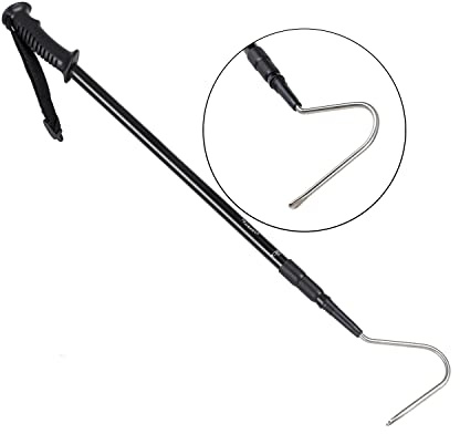 REPTI ZOO 57 Snake Catcher Professional Stainless Steel Retractable Snake Hook Reptile Catcher Stick Rattlesnake Grabber Pick-up Snake Pole Handling Tool (Snake Hook)