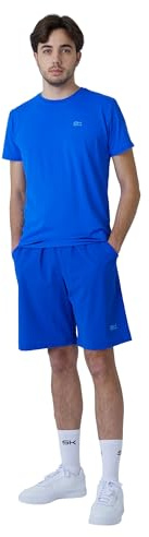 Sportkind Jungen & Herren Tennis, Running, Fitness Rundhals T-Shirt, atmungsaktiv, UV-Schutz UPF 50+, Kurzarm, Kobaltblau, Gr. S