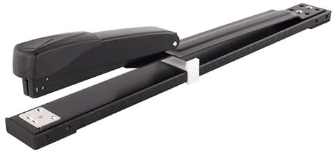 JIUJ Engrapadora de alta resistencia, brazo largo, profesional, 50 hojas de capacidad, suministros de oficina de metal, color negro