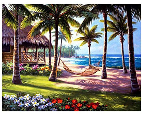 (40 x 50 cm)DIY Square Diamond Painting Full Drill Peinture Diamant Carré Broderie Diamant 5D Cocotier Peinture par numéro Kit Broderie Point de Croix kit Mosaïque Cadeau Décoration Murale Salon