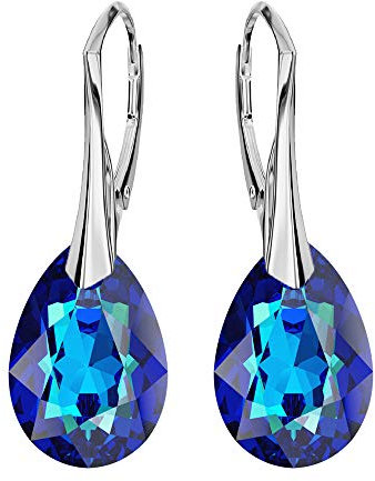 Panda-Jewellery Ohrringe Silber 925 Hängend - Kristallohrringe mit Kristallen in Bermuda Blue