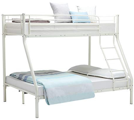 Panana Triple Bunk Beds Metal Bunk Bed Frame with Ladder Steady Metal Slats for Kids Adult Twins (White)