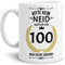 Lustige Tasse zum 100. Geburtstag mit Spruch - Bitte kein Neid, weil ich noch so gut aussehe - Geschenkidee für Freunde - Weiß, 300 ml
