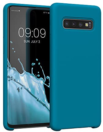 kwmobile Case for Samsung Galaxy S10 Case - Soft Cover - Shockproof Silicone - Wireless Charging Caribbean Blue
