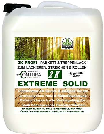 2K Parkettlack Seidenmatt Parkettsiegel Treppensiegel Treppenlack Fußbodenlack Dielenlack Contura Zweikomponenten Lack Klarlack farblos (10 Liter)