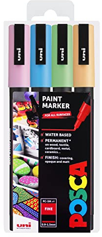Posca PC-3M Art Paint Markers - Set of 4 - In Plastic Wallet - Light Tones