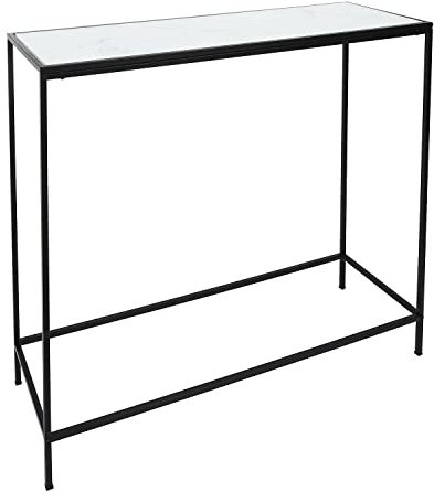 Toilinux.com Console Felicy en métal et Verre trempé - Noir et Blanc