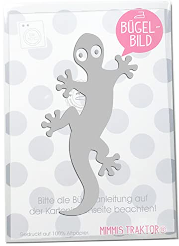Bügelbild Reflektor Gecko 13 cm SILBER reflektierend Aufbügler Applikationen Bügelsticker für Stoffe Textilien Kinder zum Aufbügeln Flicken