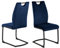 AC Design Furniture Ursula Samt-Esszimmerstühle 2er-Set mit Rückenlehne, gepolsterter Esszimmerstuhl mit dunkelblauem Stoff, schwarze Metallbeine, modern elegant Freischwinger, bequemer Esszimmerstuhl