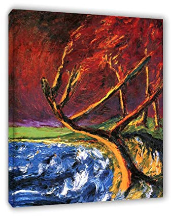 IKYE Gerahmt. Berühmte Gemälde von Emil Nolde, Druck auf Leinwand. Reproduktion von Ölgemälden. Abstrakte Wandbilder auf Leinwand für Wohnzimmer (Baumstrand) 70 x 91 cm (27,5 x 35,8 Zoll) gerahmt