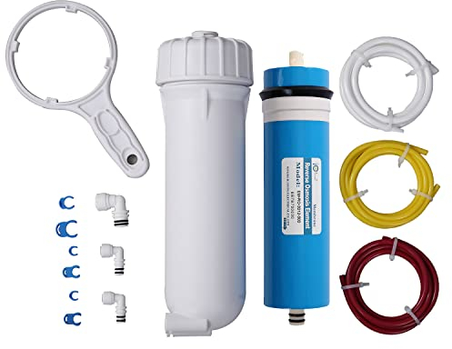 Huining 3012-500GPD Umkehrosmose-Membrangehäuse-Kit mit 3/8 1/4 Schnellverbinder, Wasserrohr, Schraubenschlüssel ganzes Set, kompatibel mit Wasserfiltersystem für Wohnhaushalt