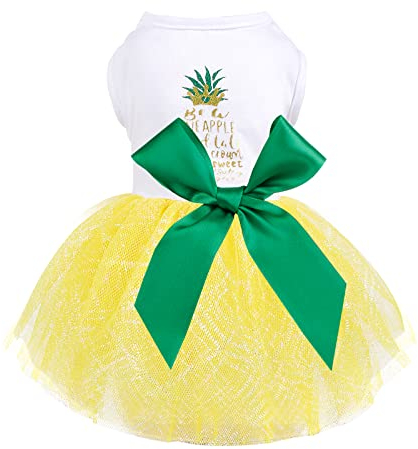 Dog Dress Dog Dresses for Small Dogs Girl Mesh Puppy Dress Summer Dog Clothes Yorkie Chihuahua Teacup Outfits Clothing Apparel Pet Cat Princess Dress DogEaster Outfit (X-Large, Yellow-1)