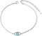 LINSTER Bracelet de cheville mauvais œil pour femme en argent Sterling 925 réglable pied cheville Bracelet plage bijoux cadeaux pour femme