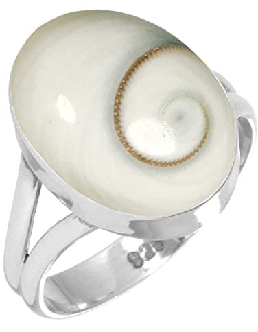 Jeweloporium Weiß Real Shiva Eye 925 Sterling Silber Ringe für Frauen mit Stein Handgefertigt Silber Ringe Größe 61(19.4) Weihnachten - Geschenk Cocktail Schmuck