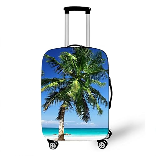 Kofferschutzhülle Elastisch Kofferhülle 18-32 Zoll, Mateju Strand-Szenerie Gepäck Cover Reisekoffer Hülle Trolley Case Schutzhülle Luggage Cover Waschbare Staubdichte Kofferbezug (XL,Palmen)