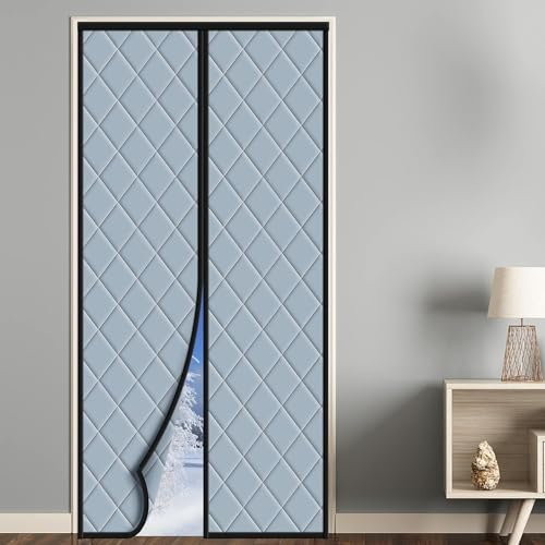 Homealexa Rideau Porte Isolation Thermique Magnétique 100x220cm, Anti Froid, Obscurcissement, Insonorisation pour Balcon Salon Sous-sol Gris