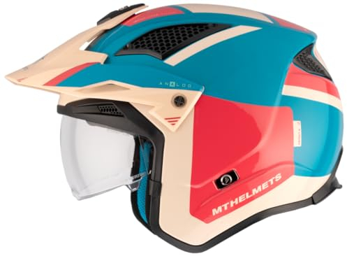 MT Helmets Trialhelm Modell DISTRIC SV S, Größe XXL (63/64), Analog D7, Farbe Creme und Blau 22.06 zugelassen