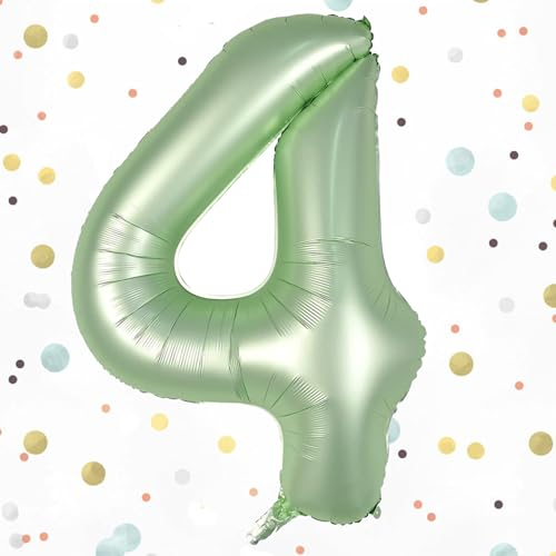 WOIRROIP Salbeigrün Luftballon 4,Zahlen Luftballon Salbeigrün, 40 Zoll Folienballon Olivgrün Zahlenballon 4 Helium Ballon, Luftballon 4. Geburtstag für 4 Jahre Geburtstagsdeko Kinder, Junge, Mädchen