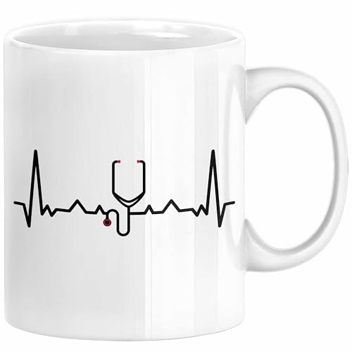 Trendation - Herzschlag Doktor Tasse Geschenk Bester Doctor Arzt Geschenkidee Ärzte (Weiß)