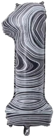 Vthoviwa 40 Zoll/18 Farbens Luftballon Zahlen 1 Agate-Pattern, Helium Luftballon 1. Geburtstag Foil Ballon, 0123456789,10-19,20-25,30,40,50,60,70,80,90, Folienballon 1 Party Dekoration