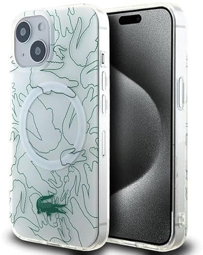 Lacoste LCHMP15SUREH Hülle für iPhone 15/14 / 13 6.1 Weiß hardcase Double Layer Repeat White