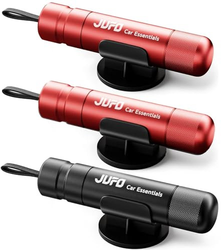 JUFO LifeHammer Emergency Car Safety Hammer with Window Breaker and Seatbelt Cutter – Family Pack (2Red+Black)