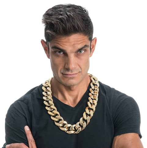 Chaks - Goldkette, Rapper Halskette im 90er Jahre Hip Hop Stil, Kostüm Accessoire für Karneval, Party, 80er Jahre Trainingsanzug