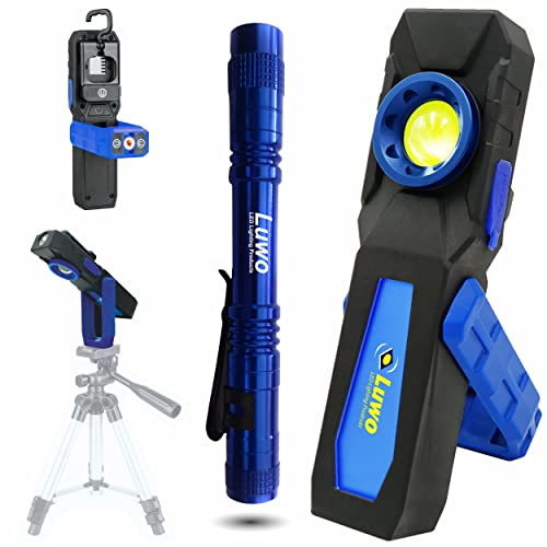 LUWO 2.0 Universal Paint Gun Lamp with FREE Flashlight, Car Detailing, CRI+95 Sunlight 3W, Workshop Lamp, Work Light, Battery & USB (Inspection Lamp)
