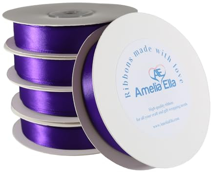AE Amelia Ella Doppelseitiges Satinband, 125 m x 15 mm breit, 5 x 15 m Spulen, für Kunsthandwerk, Geschenkverpackungen, Nähen, Verzierungen