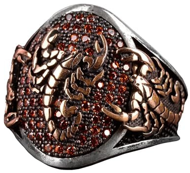 Falcon Jewelry Ring aus 925er-Sterlingsilber, Skorpion-Tierring, Skorpion-Ring, Zirkon-Ring