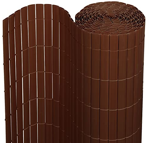 Vigevee PVC Sichtschutzmatte, 160x1000cm Standard Sichtschutz, Vervierfachen Verstärkung Innen, Garten Balkon Terrasse Sichtschutzzaun mit Kabelbindern, Balkonverkleidung Zaunblende, Braun