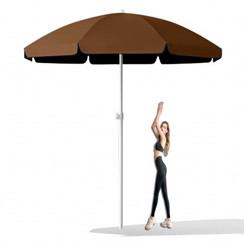 Ouverture Manuelle Parasol Droit avec Protection Solaire UV50 +, Imperméable Parasol de Jardin, for Marché Extérieur (Color : Brown, Size : 1. 6m(5.3ft))
