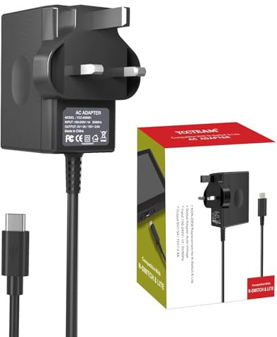 Charger for Switch/Switch Lite/Switch OLED, 2 Hours 15V/2.6A 45W Fast Charging AC Adapter 5FT Type-C Cable Power Supply for Switch/Switch Lite/Switch Dock and Switch Pro Controller (5FT)
