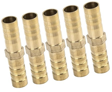 A ABSOPRO Raccord Droit en Laiton pour Tuyau barbelé pour air, Eau, gaz, Huile 8mm (Lot de 5)