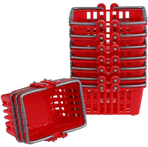 Toyvian 10 Stück Mini-Einkaufskorb Mini-Supermarktwagen Winzige Einkaufskörbe Kunststoff Kleine Supermarktkörbe Puppenhaus-Minikorb Ornament Kinder Einkaufskorb Puppenhaus ZubehöR FüR Zum Spielen