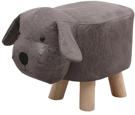 Milageto Fußhocker mit Tiermotiv, Schuhwechselhocker, süßer Cartoon-Lernhocker, Fußstütze, Sitzkissen, Stuhl für Wohnzimmer, Nachttisch, Eingangsbereich, Schwarzer Hund