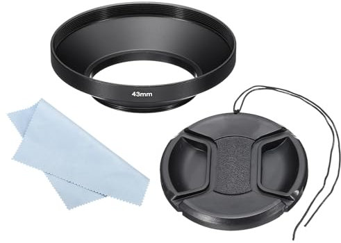PATIKIL 43mm Paraluce, Ampia Superficie Opaca Antiriflesso Interno con 67mm Tappo Obiettivo e Panno Pulizia per Obiettivo Fotocamera, Nero