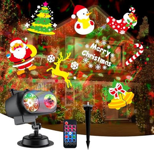 Trrisaun Easter Projector Light 2 in 1 Moving Pattern Projector Lamp with Remote Control Timer Landscape Lights Indoor Outdoor LED Projector Lights for Christmas Halloween Birthday Party Garden