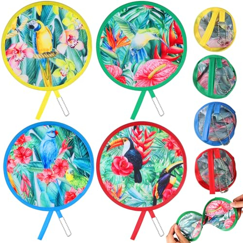 Gulfmew 4 Éventails Ronds Portatifs Éventail Pliable Portable Japonais Cadeaux pour Femmes Fille Décoration pour Maison Bureau Fête de Mariage Festival Été, 4 Modèles (Style Été)