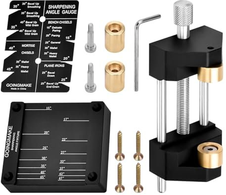 Chisel Sharpening Jig Kit, Stainless Steel Honing Guide Chisel Sharpening Guide Holder for Wood Chisels and Planes Blades with Dual Roller for 5/32-3 Chisel
