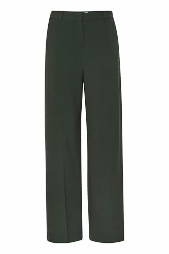 b.young BYDanta Damen Hose Stoffhose Weites Bein mit Bundfalten Gürtelschlaufen Eingrifftaschen Stretch Regular Fit, Größe:46, Farbe:Sycamore Melange (1959171)
