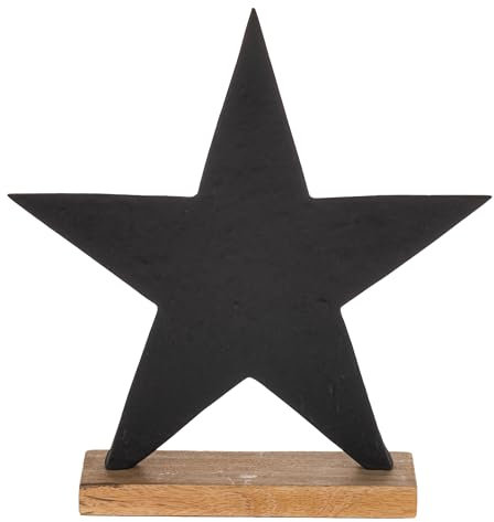 EGLO LIVING Deko Stern Baliguian, stehender Weihnachtsstern Fensterbank, Weihnachtsdeko zum Hinstellen, Tischdeko Weihnachten aus Metall in Schwarz und Holz in Natur, 25,5 x 27 cm