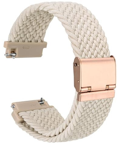 WOCCI 20mm Bracelet Montre en Nylon Tressé pour Homme et Femme, Réglable Boucle Dorée Rose (Etoile)