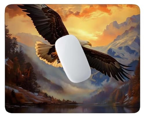 Mauspad, Adler Mousepad, 340x280x3 mm, Wasserdichtes Gaming Mauspad, mit Rutschfester Gummiunterseite, Kleines-Mauspad für Damen, Herren, Tragbar Desk Mat Zuhause, Büro, Reisen C-636