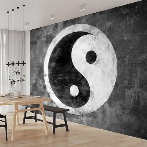 Vlies Fototapete Chinesischer Stil 3D Effekt 400x280 Yin Und Yang Foto Tapete Schlafzimmer Wohnzimmer Moderne XXL Wandtapete Groß Vliestapete Fototapeten Poster Wand Dekoration a.110