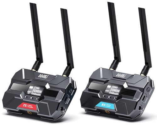 Wireless HDMI Transmitter and Receiver Pro - Bis zu 6 RXs, TIMBOOTECH Kabellos HDMI Funkübertragung 1080P 5.8G mit Loop-Out, OLED Screen, Smart Channel, Akku für Fotografie/Home/Geschäft 656FT