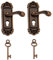 Miniature Door Handle with Mini Key 2 Sets 1:12 Dollhouse Door Knocker Metal Miniature Door Knobs for Dollhouse Accessories Mini Furniture Accessories Bronze.