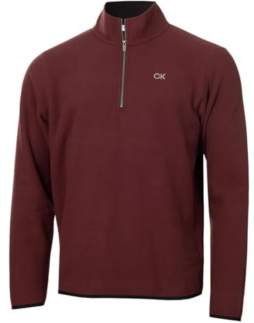 Calvin Klein Mens Polar Fleece 1/2 Zip Sweater - Burgundy - XXXXL