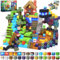 Magnetische Bausteine - 150 Teile Magnetic Blocks - Wald und Dinosaurier - Montessori magnetisches Spielzeug für Kinder ab 3 4 5 6 7 8 9 Jahren, kreative Geschenke für Jungen und Mädchen